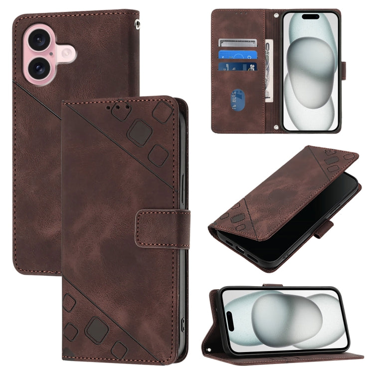Skin-feel Embossed Leather Phone Case, For iPhone 16, For iPhone 15 Pro Max, For iPhone 15 Pro, For iPhone 15 Plus, For iPhone 15, For iPod Touch 7 / 6 / 5