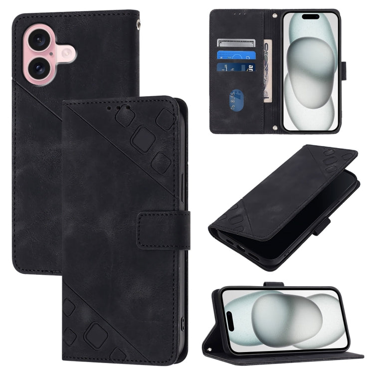 Skin-feel Embossed Leather Phone Case, For iPhone 16, For iPhone 15 Pro Max, For iPhone 15 Pro, For iPhone 15 Plus, For iPhone 15, For iPod Touch 7 / 6 / 5