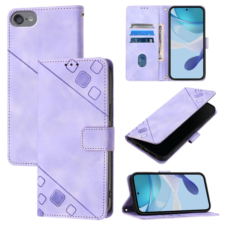 Skin-feel Embossed Leather Phone Case, For iPhone 16, For iPhone 15 Pro Max, For iPhone 15 Pro, For iPhone 15 Plus, For iPhone 15, For iPod Touch 7 / 6 / 5