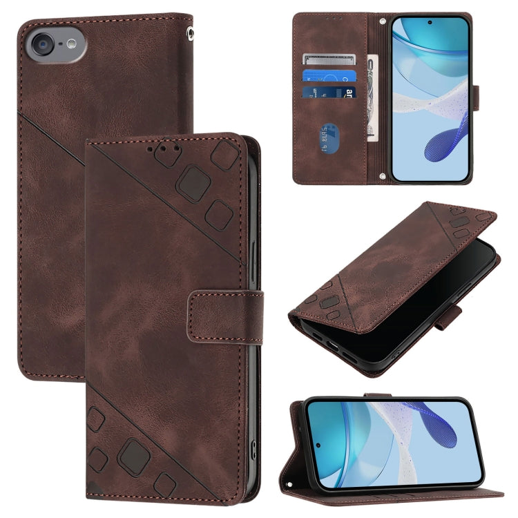Skin-feel Embossed Leather Phone Case, For iPhone 16, For iPhone 15 Pro Max, For iPhone 15 Pro, For iPhone 15 Plus, For iPhone 15, For iPod Touch 7 / 6 / 5