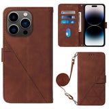 Crossbody 3D Embossed Flip Leather Phone Case, For iPhone 16, For iPhone 15 Pro Max, For iPhone 15 Pro, For iPhone 15 Plus, For iPhone 15, For iPod Touch 7 / 6 / 5