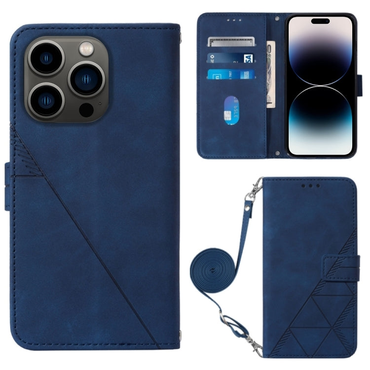Crossbody 3D Embossed Flip Leather Phone Case, For iPhone 16, For iPhone 15 Pro Max, For iPhone 15 Pro, For iPhone 15 Plus, For iPhone 15, For iPod Touch 7 / 6 / 5