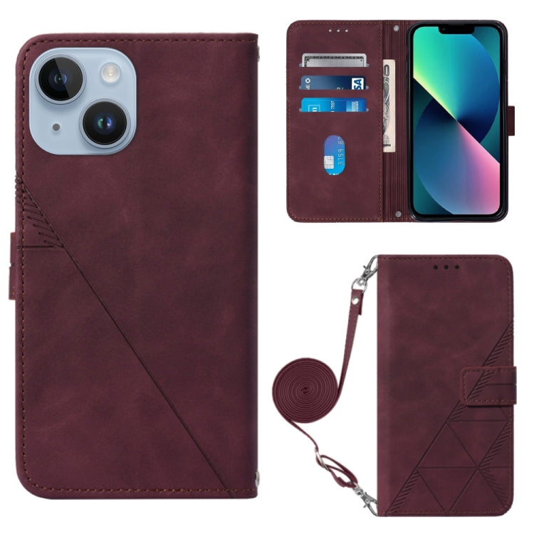 Crossbody 3D Embossed Flip Leather Phone Case, For iPhone 16, For iPhone 15 Pro Max, For iPhone 15 Pro, For iPhone 15 Plus, For iPhone 15, For iPod Touch 7 / 6 / 5