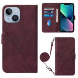 Crossbody 3D Embossed Flip Leather Phone Case, For iPhone 16, For iPhone 15 Pro Max, For iPhone 15 Pro, For iPhone 15 Plus, For iPhone 15, For iPod Touch 7 / 6 / 5