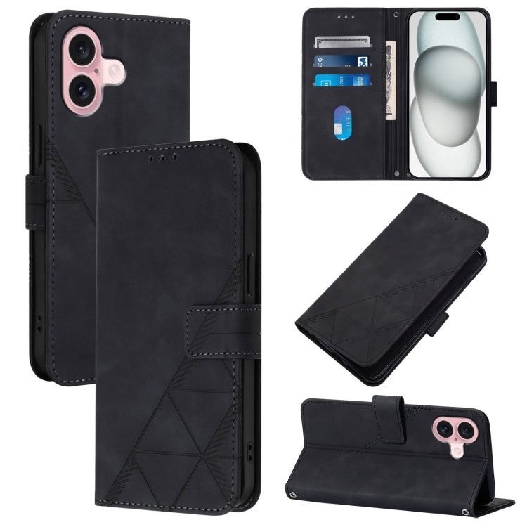 Crossbody 3D Embossed Flip Leather Phone Case, For iPhone 16, For iPhone 15 Pro Max, For iPhone 15 Pro, For iPhone 15 Plus, For iPhone 15, For iPod Touch 7 / 6 / 5