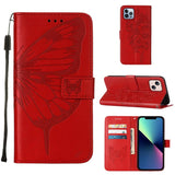 Embossed Butterfly Leather Phone Case, For iPhone 16 Pro, For iPhone 16 Plus, For iPhone 16, For iPhone 15 Pro Max, For iPhone 15 Pro, For iPhone 15 Plus