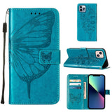 Embossed Butterfly Leather Phone Case, For iPhone 16 Pro, For iPhone 16 Plus, For iPhone 16, For iPhone 15 Pro Max, For iPhone 15 Pro, For iPhone 15 Plus