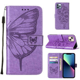 Embossed Butterfly Leather Phone Case, For iPhone 16 Pro, For iPhone 16 Plus, For iPhone 16, For iPhone 15 Pro Max, For iPhone 15 Pro, For iPhone 15 Plus