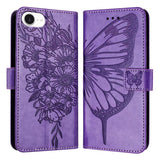 Embossed Butterfly Leather Phone Case, For iPhone 17e / 16e, For iPhone 17 Pro Max, For iPhone 17 Pro, For iPhone 17, For iPhone Air, For iPhone 16 Pro Max