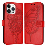 Embossed Butterfly Leather Phone Case, For iPhone 17e / 16e, For iPhone 17 Pro Max, For iPhone 17 Pro, For iPhone 17, For iPhone Air, For iPhone 16 Pro Max