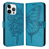 Embossed Butterfly Leather Phone Case, For iPhone 17e / 16e, For iPhone 17 Pro Max, For iPhone 17 Pro, For iPhone 17, For iPhone Air, For iPhone 16 Pro Max