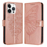 Embossed Butterfly Leather Phone Case, For iPhone 17e / 16e, For iPhone 17 Pro Max, For iPhone 17 Pro, For iPhone 17, For iPhone Air, For iPhone 16 Pro Max