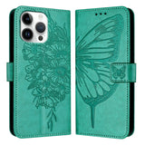 Embossed Butterfly Leather Phone Case, For iPhone 17e / 16e, For iPhone 17 Pro Max, For iPhone 17 Pro, For iPhone 17, For iPhone Air, For iPhone 16 Pro Max