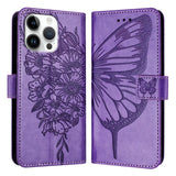 Embossed Butterfly Leather Phone Case, For iPhone 17e / 16e, For iPhone 17 Pro Max, For iPhone 17 Pro, For iPhone 17, For iPhone Air, For iPhone 16 Pro Max