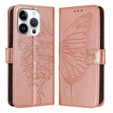 Embossed Butterfly Leather Phone Case, For iPhone 16 Pro, For iPhone 16 Plus, For iPhone 16, For iPhone 15 Pro Max, For iPhone 15 Pro, For iPhone 15 Plus