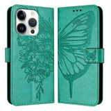 Embossed Butterfly Leather Phone Case, For iPhone 16 Pro, For iPhone 16 Plus, For iPhone 16, For iPhone 15 Pro Max, For iPhone 15 Pro, For iPhone 15 Plus