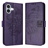 Embossed Butterfly Leather Phone Case, For iPhone 16 Pro, For iPhone 16 Plus, For iPhone 16, For iPhone 15 Pro Max, For iPhone 15 Pro, For iPhone 15 Plus