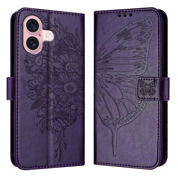 Embossed Butterfly Leather Phone Case, For iPhone 16 Pro, For iPhone 16 Plus, For iPhone 16, For iPhone 15 Pro Max, For iPhone 15 Pro, For iPhone 15 Plus