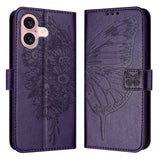 Embossed Butterfly Leather Phone Case, For iPhone 16 Pro, For iPhone 16 Plus, For iPhone 16, For iPhone 15 Pro Max, For iPhone 15 Pro, For iPhone 15 Plus