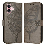 Embossed Butterfly Leather Phone Case, For iPhone 16 Pro, For iPhone 16 Plus, For iPhone 16, For iPhone 15 Pro Max, For iPhone 15 Pro, For iPhone 15 Plus