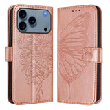 Embossed Butterfly Leather Phone Case, For iPhone 17e / 16e, For iPhone 17 Pro Max, For iPhone 17 Pro, For iPhone 17, For iPhone Air, For iPhone 16 Pro Max