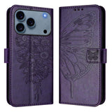 Embossed Butterfly Leather Phone Case, For iPhone 17e / 16e, For iPhone 17 Pro Max, For iPhone 17 Pro, For iPhone 17, For iPhone Air, For iPhone 16 Pro Max