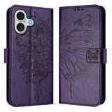 Embossed Butterfly Leather Phone Case, For iPhone 17e / 16e, For iPhone 17 Pro Max, For iPhone 17 Pro, For iPhone 17, For iPhone Air, For iPhone 16 Pro Max