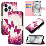3D Painting Horizontal Flip Leather Phone Case, For iPhone 16 Pro, For iPhone 16 Plus, For iPhone 16, For iPhone 15 Pro Max, For iPhone 15 Pro, For iPhone 15 Plus