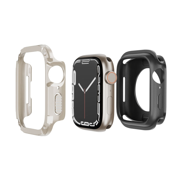 2-in-1 PC Hybrid TPU Armor Watch Case, For Apple Watch Series 6 / 5 / 4 / SE 44mm, For Apple Watch Series 6 / 5 / 4 / SE 40mm, For Apple Watch Ultra 3 / 2 / 1 49mm, For Apple Watch Series 9 / 8 / 7 45mm, For Apple Watch Series 9 / 8 / 7 41mm
