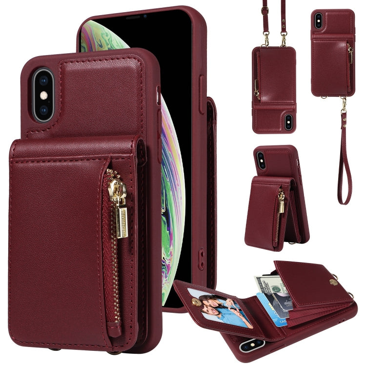 Crossbody Lanyard Zipper Wallet Leather Phone Case, For iPhone XS Max, For iPhone 7 Plus / 8 Plus