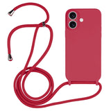 Crossbody Lanyard Liquid Silicone Case, For iPhone 16 Pro Max, For iPhone 16 Pro, For iPhone 16 Plus