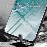 Marble Pattern Glass Protective Phone Case, For iPhone 15 Plus, For iPhone 15