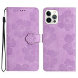 Flower Embossing Pattern Leather Phone Case, For iPhone 13 Pro, For iPhone 13