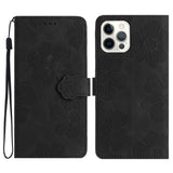 Flower Embossing Pattern Leather Phone Case, For iPhone 13 Pro, For iPhone 13