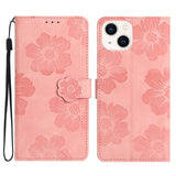 Flower Embossing Pattern Leather Phone Case, For iPhone 13 Pro, For iPhone 13