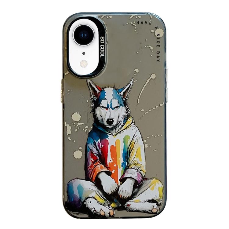 Animal Pattern Oil Painting Series PC + TPU Phone Case, For iPhone XR