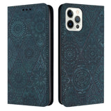 Ethnic Embossed Adsorption Leather Phone Case, For iPhone 15 Pro Max, For iPhone 15 Pro, For iPhone 15 Plus, For iPhone 15