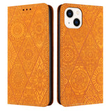 Ethnic Embossed Adsorption Leather Phone Case, For iPhone 15 Pro Max, For iPhone 15 Pro, For iPhone 15 Plus, For iPhone 15