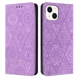Ethnic Embossed Adsorption Leather Phone Case, For iPhone 15 Pro Max, For iPhone 15 Pro, For iPhone 15 Plus, For iPhone 15