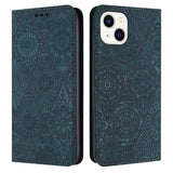 Ethnic Embossed Adsorption Leather Phone Case, For iPhone 15 Pro Max, For iPhone 15 Pro, For iPhone 15 Plus, For iPhone 15