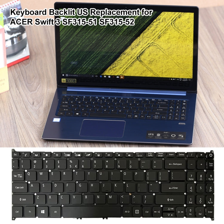 US Version Backlight Laptop Keyboard, For Acer R5-471, For Acer Swift 3 SF315-51, For Acer Swift 3 SF314-54