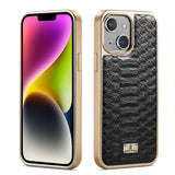 Fierre Shann Python Texture Electroplating PU Phone Case, For iPhone 14 Plus, For iPhone 14, For iPhone 14 Pro, For iPhone 14 Pro Max