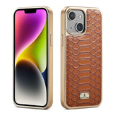 Fierre Shann Python Texture Electroplating PU Phone Case, For iPhone 14 Plus, For iPhone 14, For iPhone 14 Pro, For iPhone 14 Pro Max