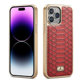 Fierre Shann Python Texture Electroplating PU Phone Case, For iPhone 14 Plus, For iPhone 14, For iPhone 14 Pro, For iPhone 14 Pro Max