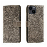 Lace Flower Embossing Flip Leather Phone Case, For iPhone 16, For iPhone 15 Pro Max, For iPhone 15 Pro, For iPhone 15 Plus, For iPhone 15