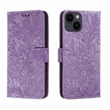 Lace Flower Embossing Flip Leather Phone Case, For iPhone 16, For iPhone 15 Pro Max, For iPhone 15 Pro, For iPhone 15 Plus, For iPhone 15