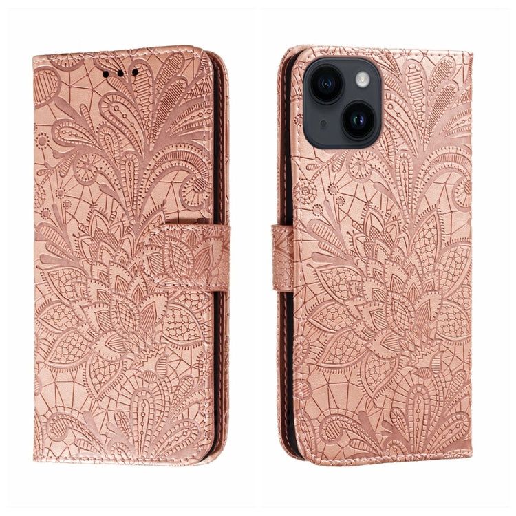 Lace Flower Embossing Flip Leather Phone Case, For iPhone 16, For iPhone 15 Pro Max, For iPhone 15 Pro, For iPhone 15 Plus, For iPhone 15