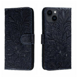 Lace Flower Embossing Flip Leather Phone Case, For iPhone 16, For iPhone 15 Pro Max, For iPhone 15 Pro, For iPhone 15 Plus, For iPhone 15