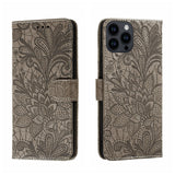 Lace Flower Embossing Flip Leather Phone Case, For iPhone 16, For iPhone 15 Pro Max, For iPhone 15 Pro, For iPhone 15 Plus, For iPhone 15