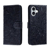Lace Flower Embossing Flip Leather Phone Case, For iPhone 16, For iPhone 15 Pro Max, For iPhone 15 Pro, For iPhone 15 Plus, For iPhone 15